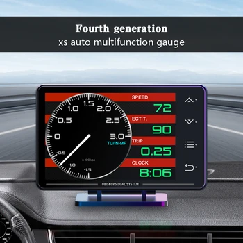 XS HUD Gabaritas Automobilių Multi-funkcija OBD+GPS Priemonė Vandens Temperatūra Turbo Tepalo Slėgio Alyvos Temperatūra Head-up Ekranas