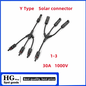 Y-tipo saulės jungtis 1000V 30A vyrų/moterų 4-way kištuko 1-3 iš adapteris