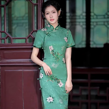 Yourqipao 2023 Vasaros Klasikinės Qipao Dvigubo sluoksnio Pagerėjo Cheongsam Retro Kinijos Moterims Drabužių Mergina Jaunų vakarinę Suknelę